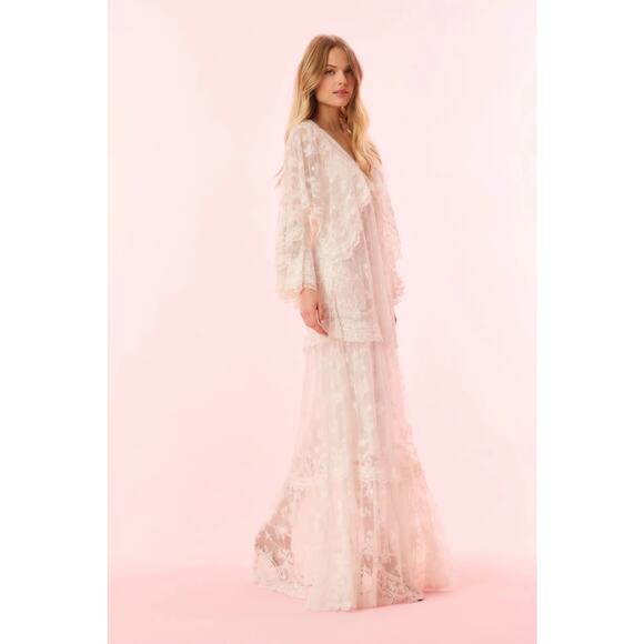 LoveShackFancy Roylan Lace Mesh Maxi Dress White - Picture 3 of 16